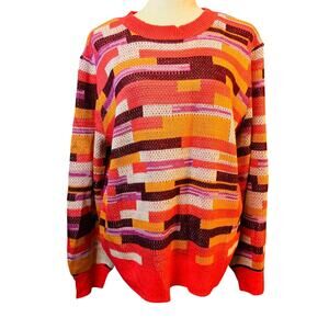 Andree by Unit Geometric Rectabgle Colorful Scoopneck Sweater Large